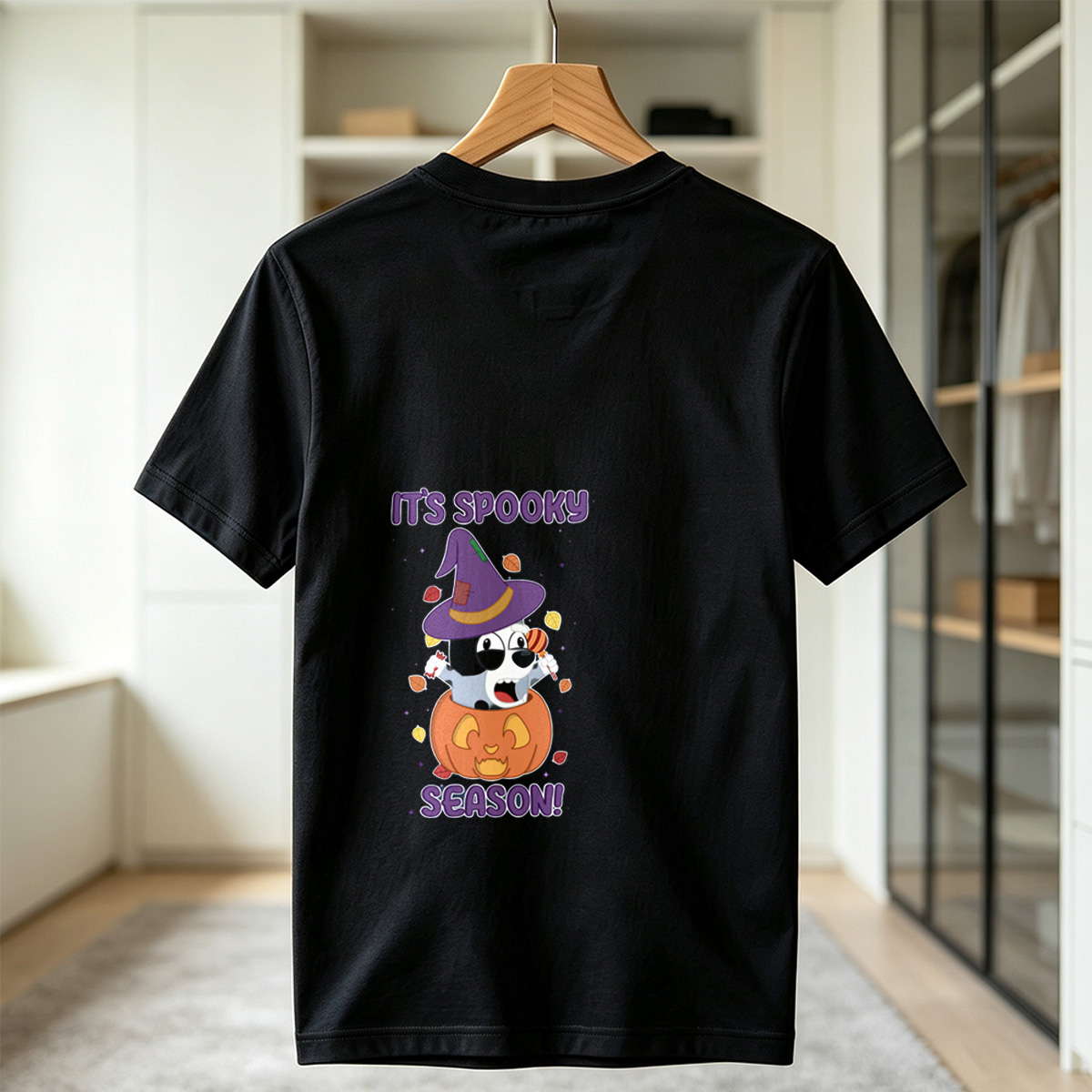 It's Spooky Season! - Dog in Witch Hat and Pumpkin - Tee