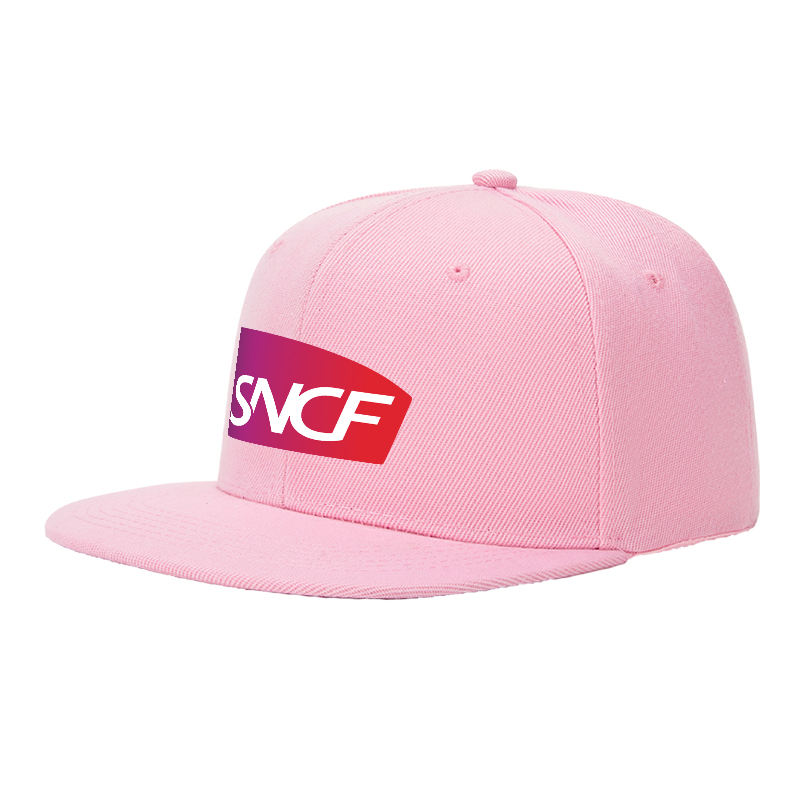 Flat Brim Baseball Cap SNCF Logo Print Streetwear Underground Skate Style for Basketball Court Skate Park Urban Riders and Hip Hop Artists