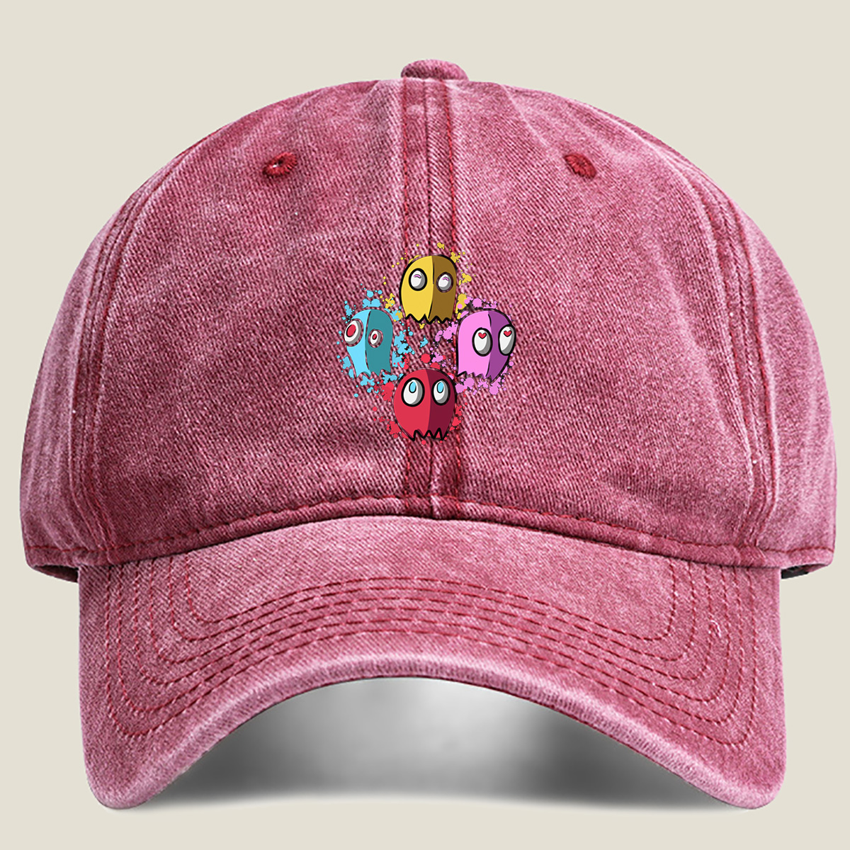 Pac-Man Ghosts: Blinky, Pinky, Inky, and Clyde - Washed Denim - Baseball Cap