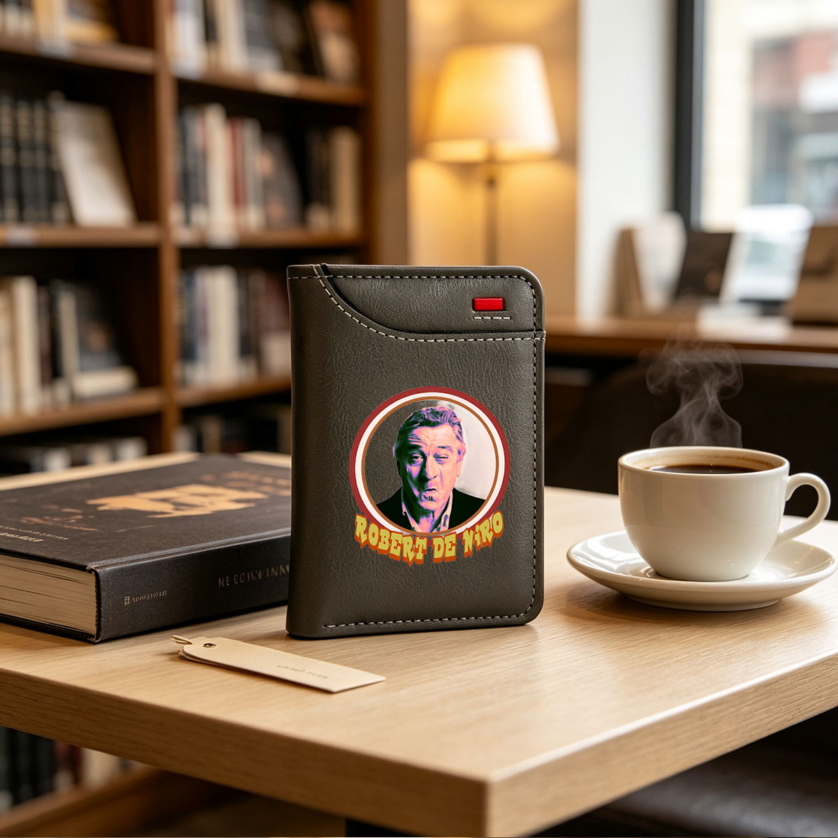 Robert De Niro Portrait in Circular Frame - Vertical Style Wallet
