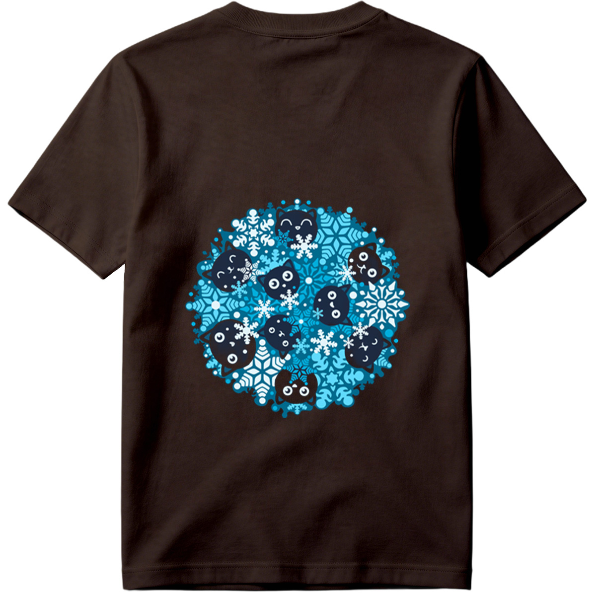 Black Cats and Snowflakes Winter Pattern - Tee