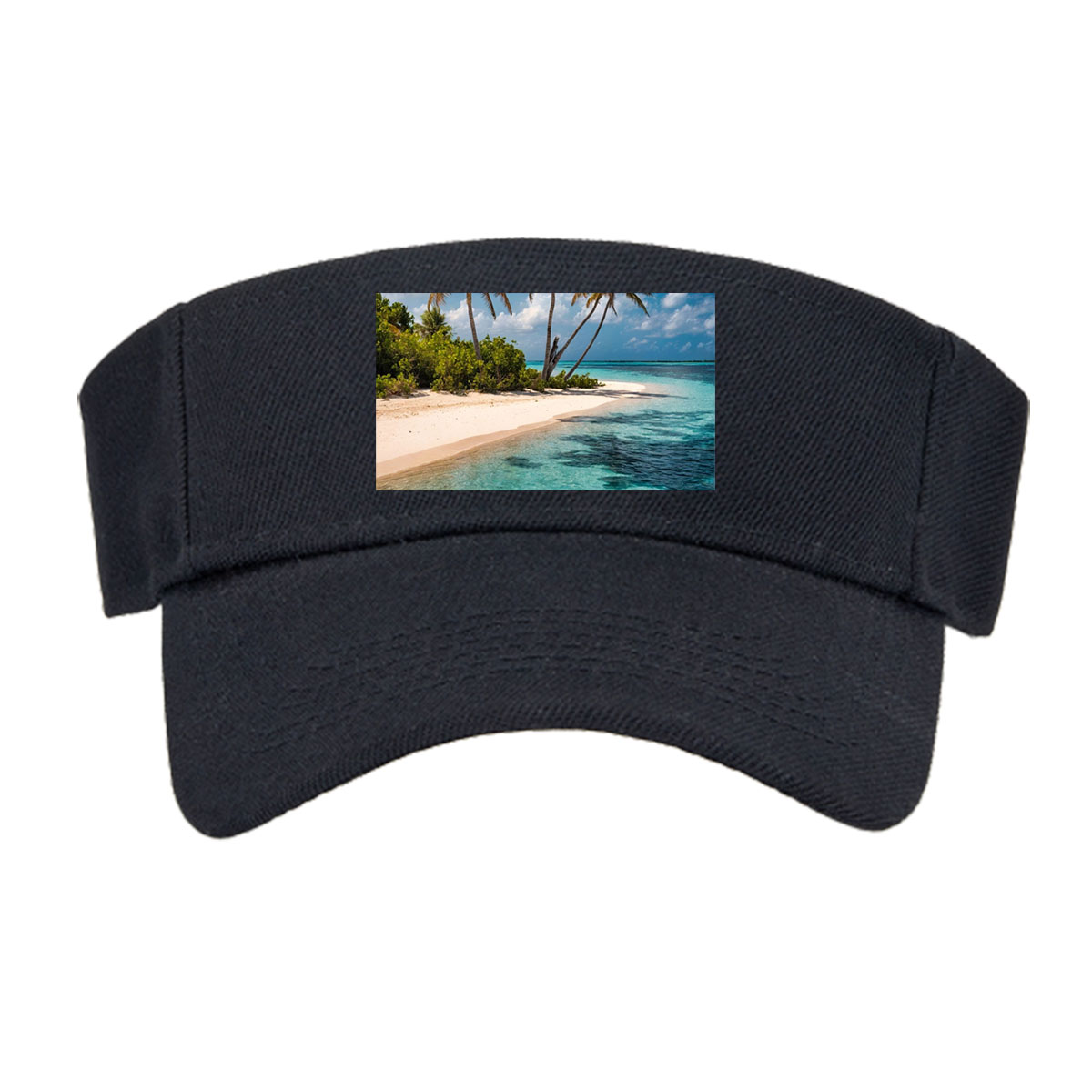 Tropical Beach with Palm Trees and Crystal Clear Water -  Visor cap