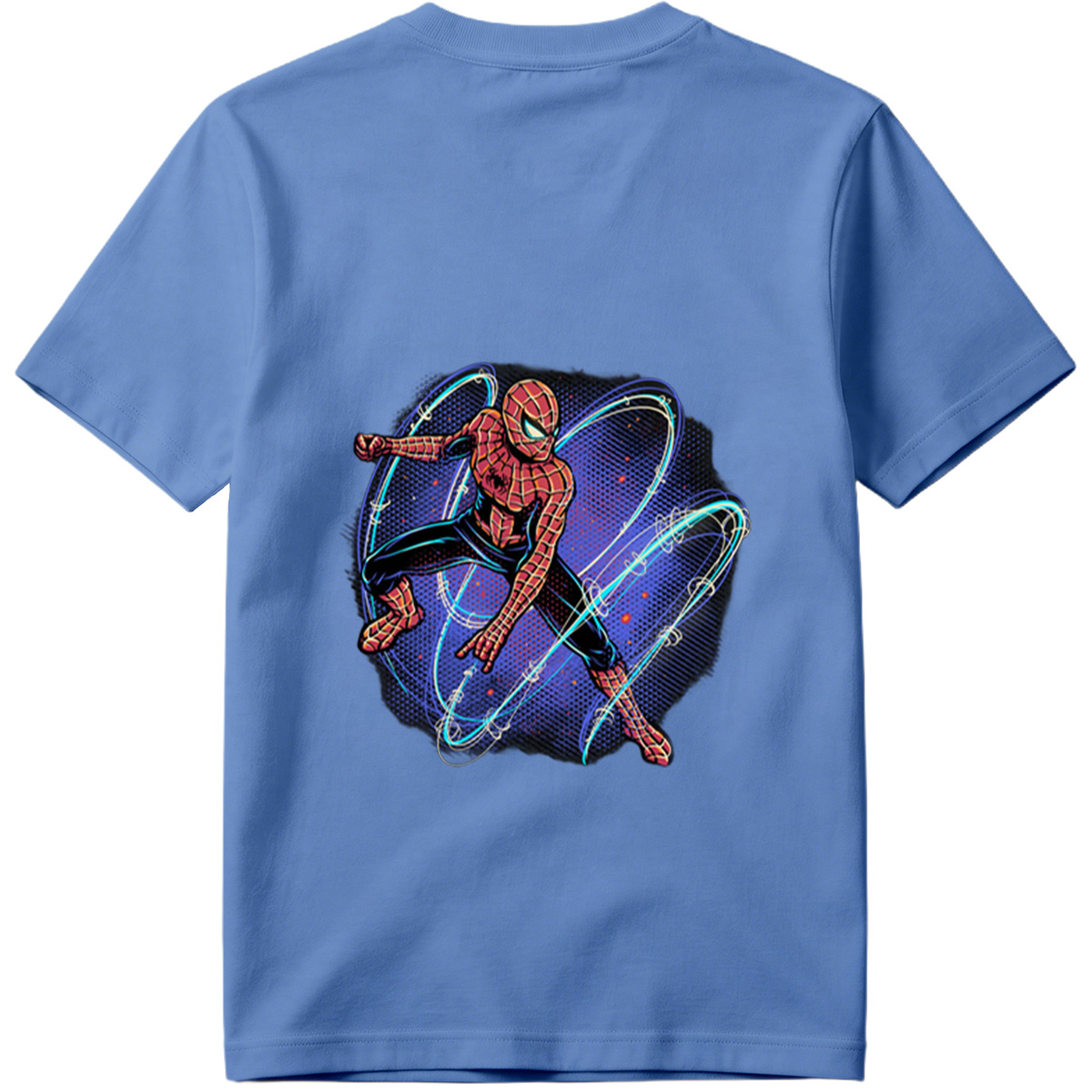 Spider-Man in Action with Dynamic Web Swirls - Tee