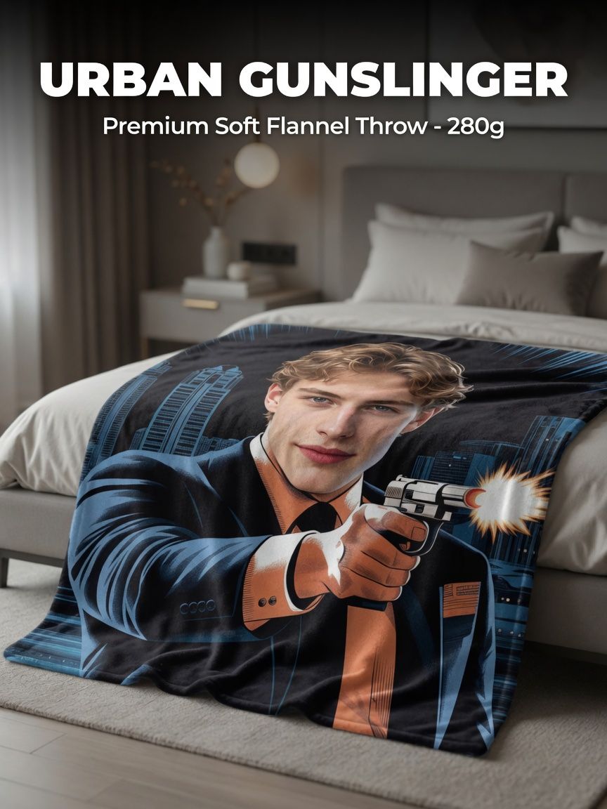 Custom Face Photo Blanket Personalized Comic Action Portrait Flannel Fleece Throw Warm Bed Couch Picture Blanket