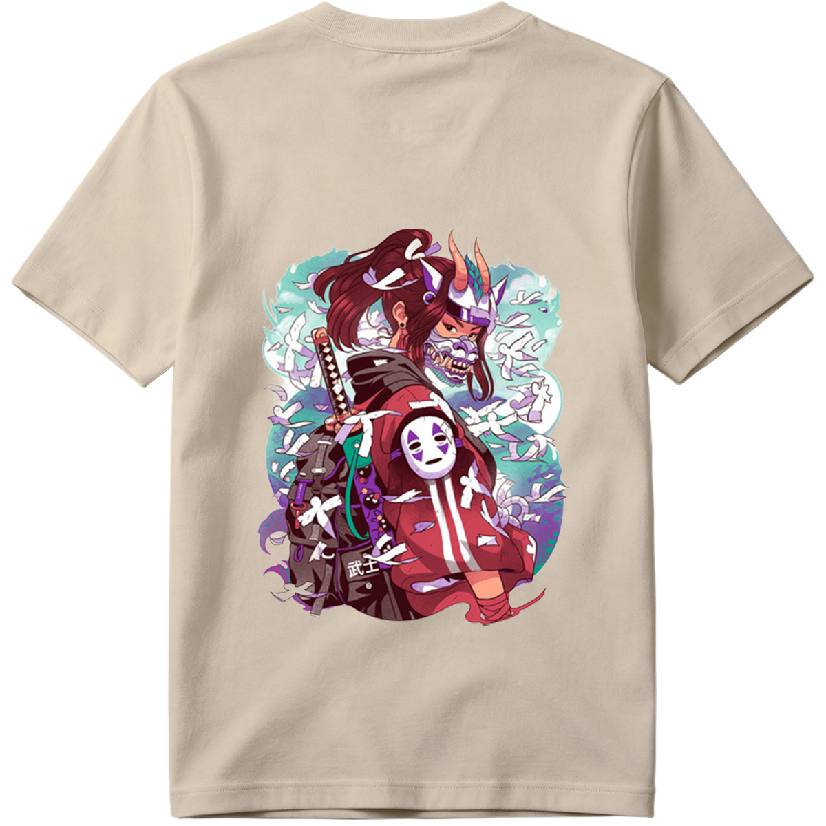 Samurai Warrior with Mask and Katana - Tee