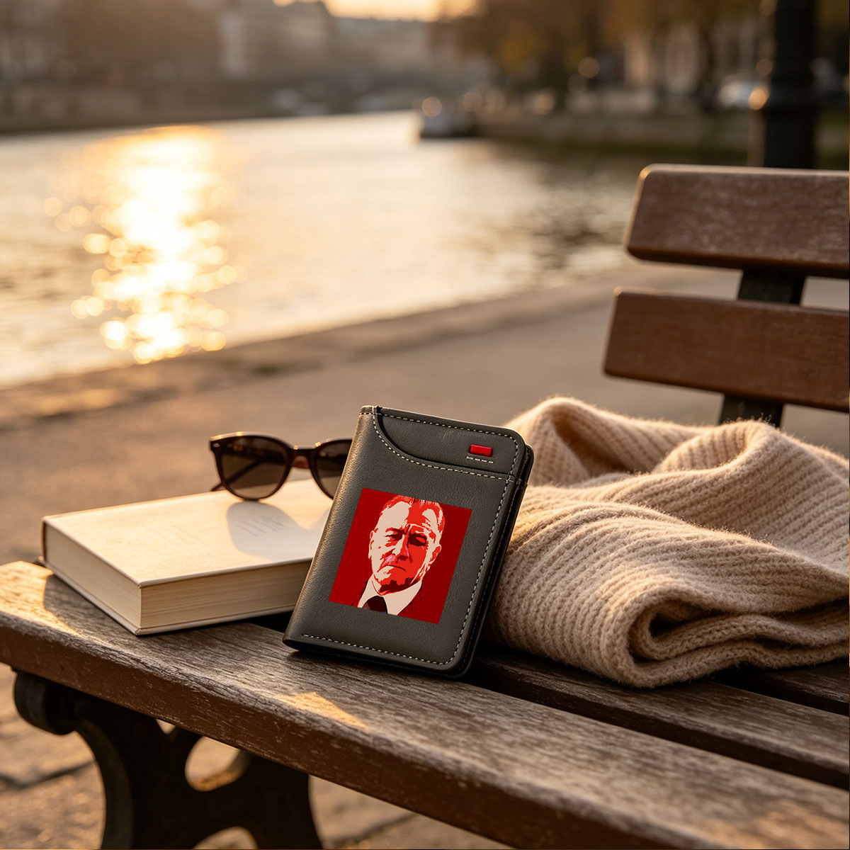 Portrait of a Man in Red and White Stylized Art - Vertical Style Wallet