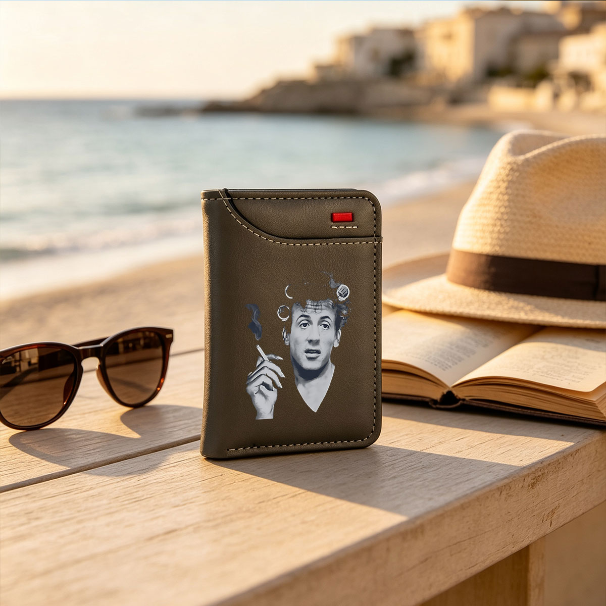 Sacha Baron Cohen as Borat with curlers and cigarette - Vertical Style Wallet