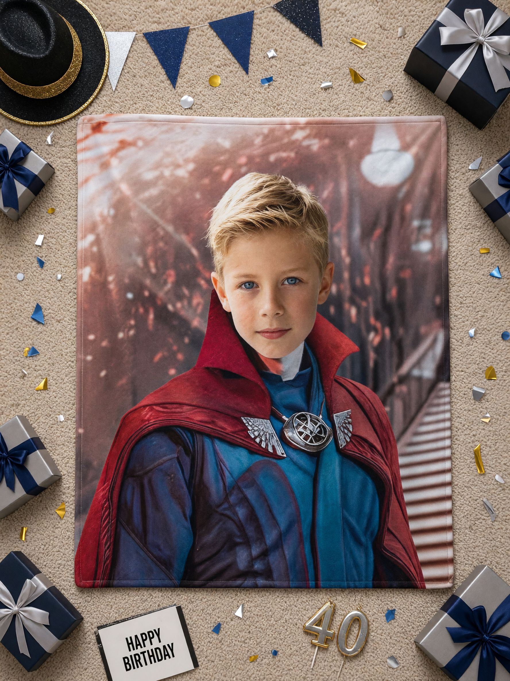 Custom Photo Face Blanket Personalized Superhero Costume Portrait Ultra Soft Flannel Fleece Throw Skin Friendly Anti