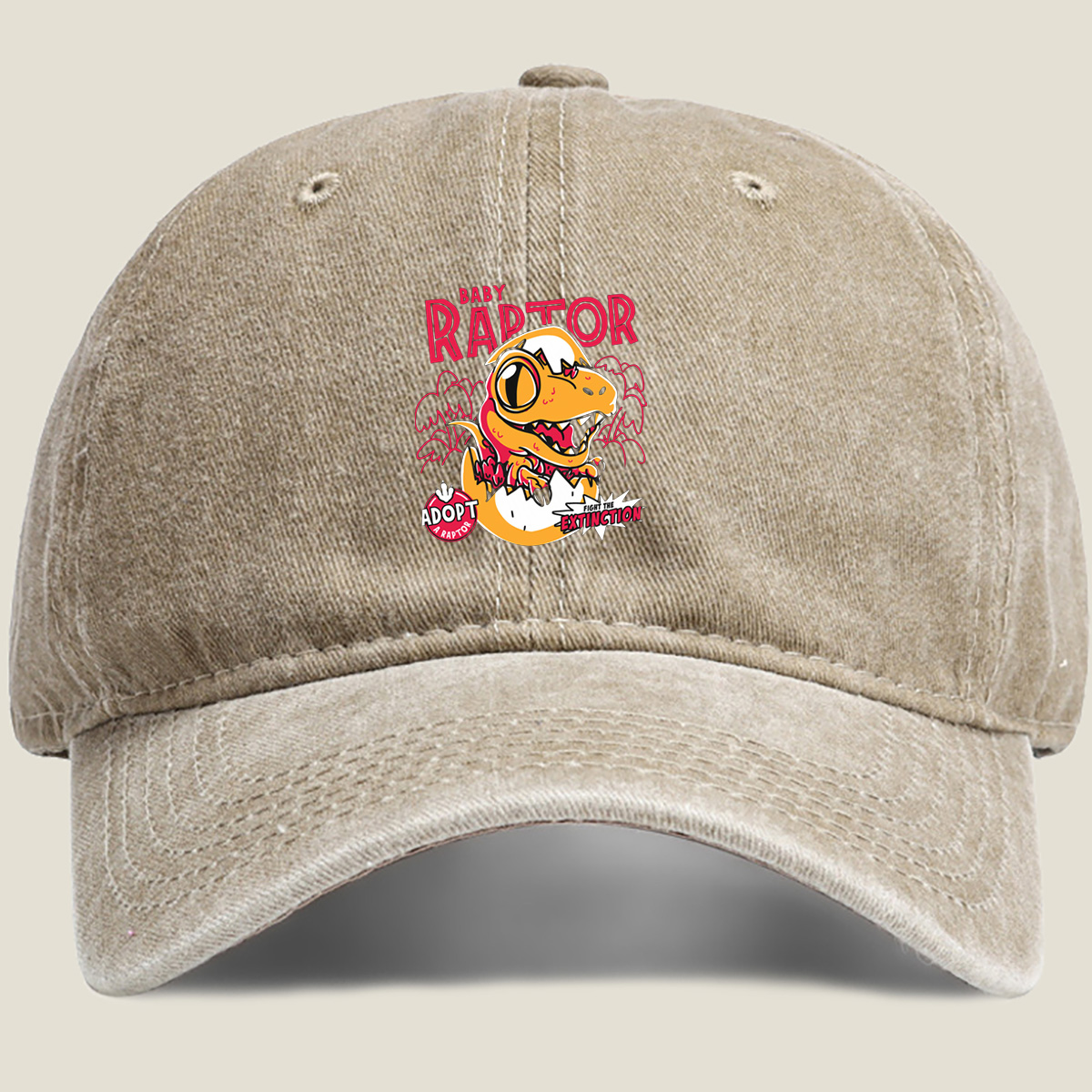 Baby Raptor: Adopt a Raptor, Fight the Extinction - Washed Denim - Baseball Cap