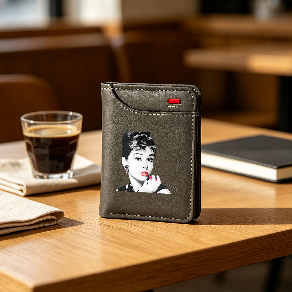 Audrey Hepburn Applying Red Lipstick - Vertical Style Wallet