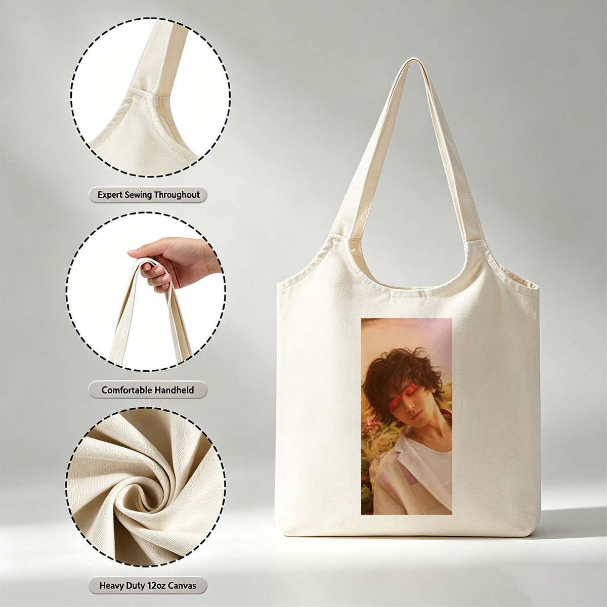 Yuta Okkotsu in a Dreamy Garden Scene with Soft Lighting and Vibrant Makeup - Canvas shoulder bags/