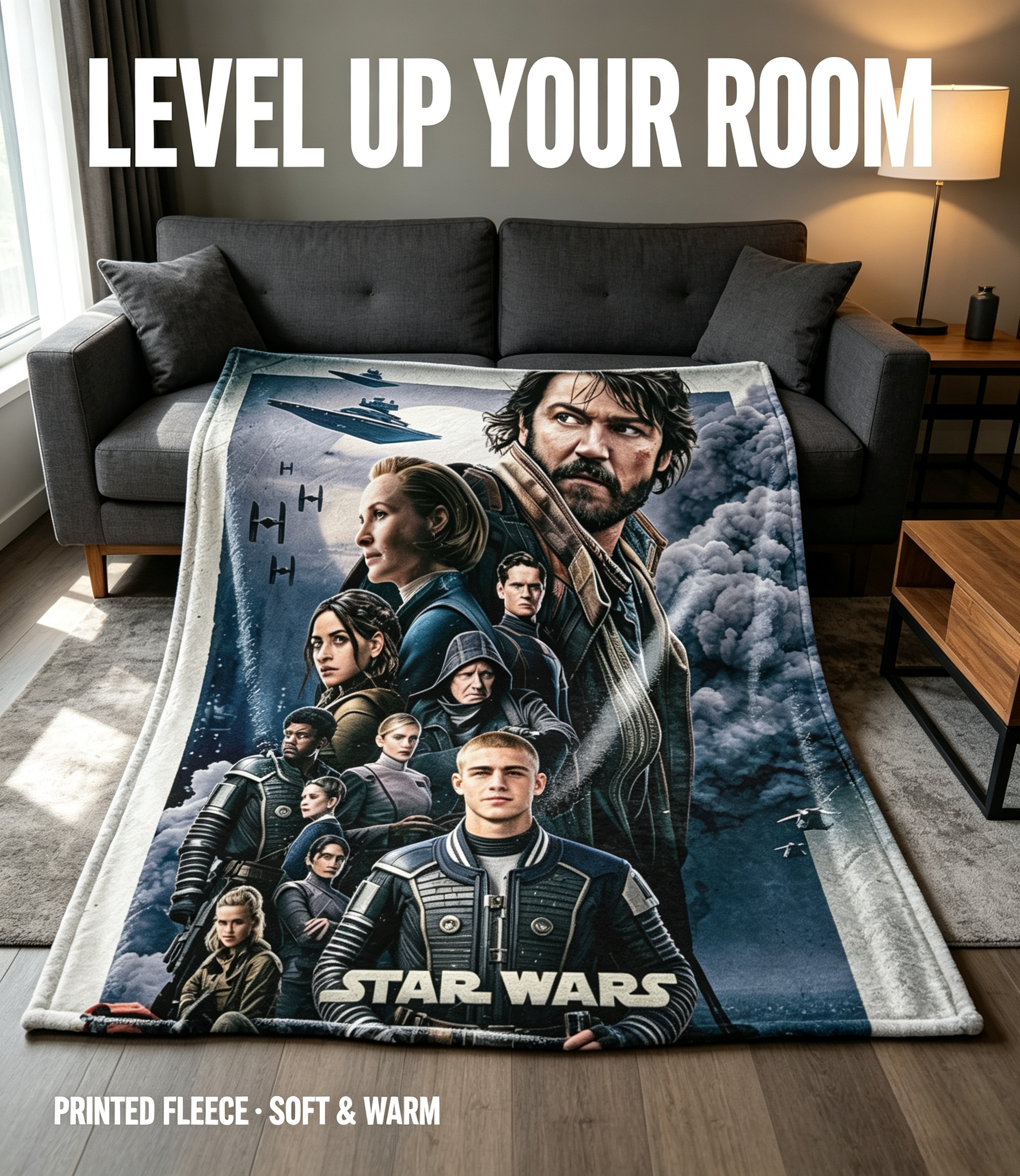 Custom Face Blanket Star Wars Andor Flannel Blanket for Fans and Collectors – Perfect Gift or Giveaway for Movie Enthusiasts