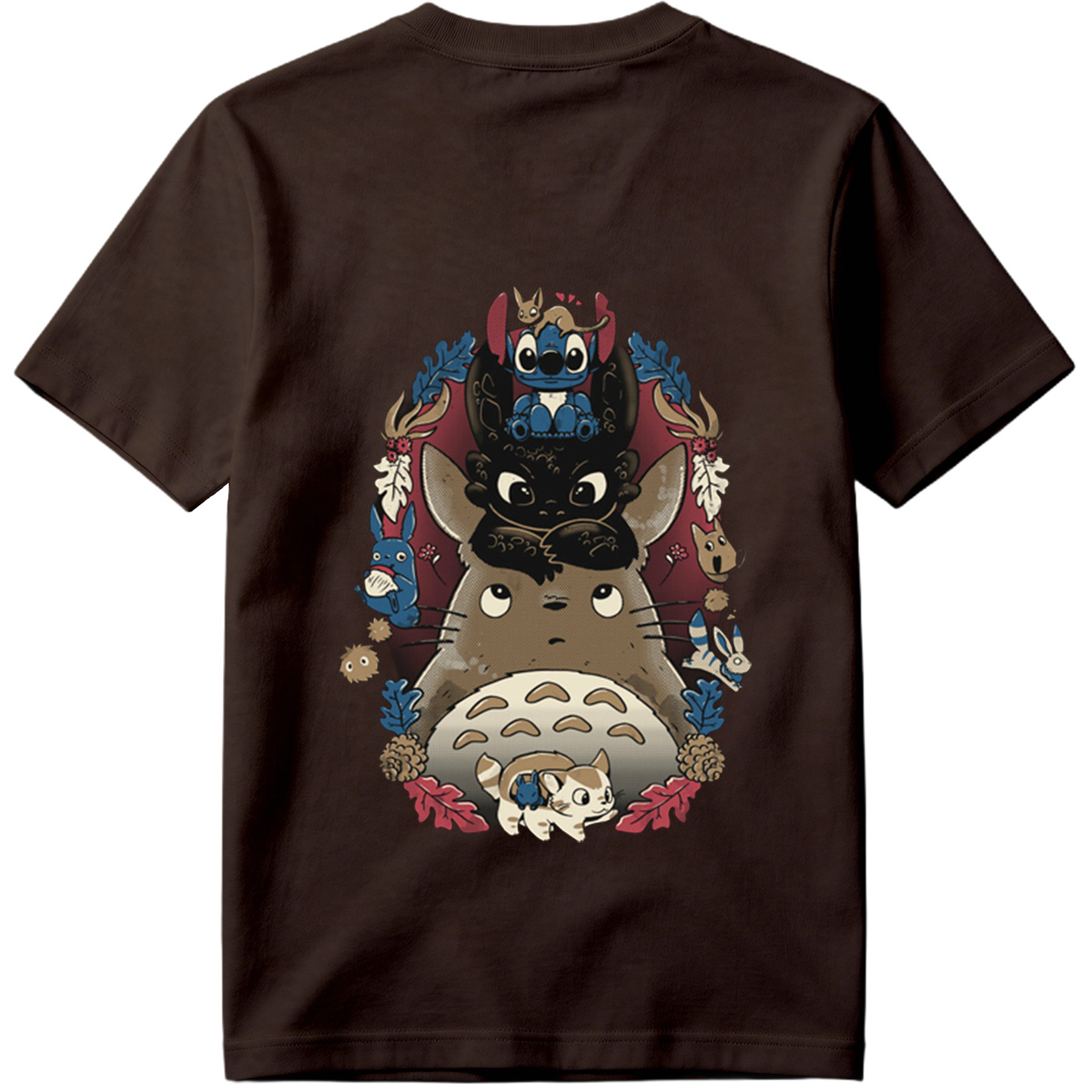 Totoro, Stitch, and Friends: A Whimsical Forest Gathering - Tee
