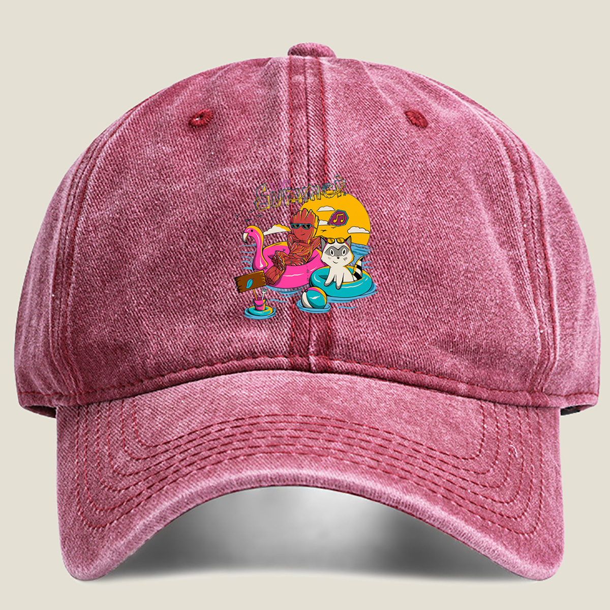Guardians of the Galaxy: Groot and Rocket Summer Vibes - Washed Denim - Baseball Cap