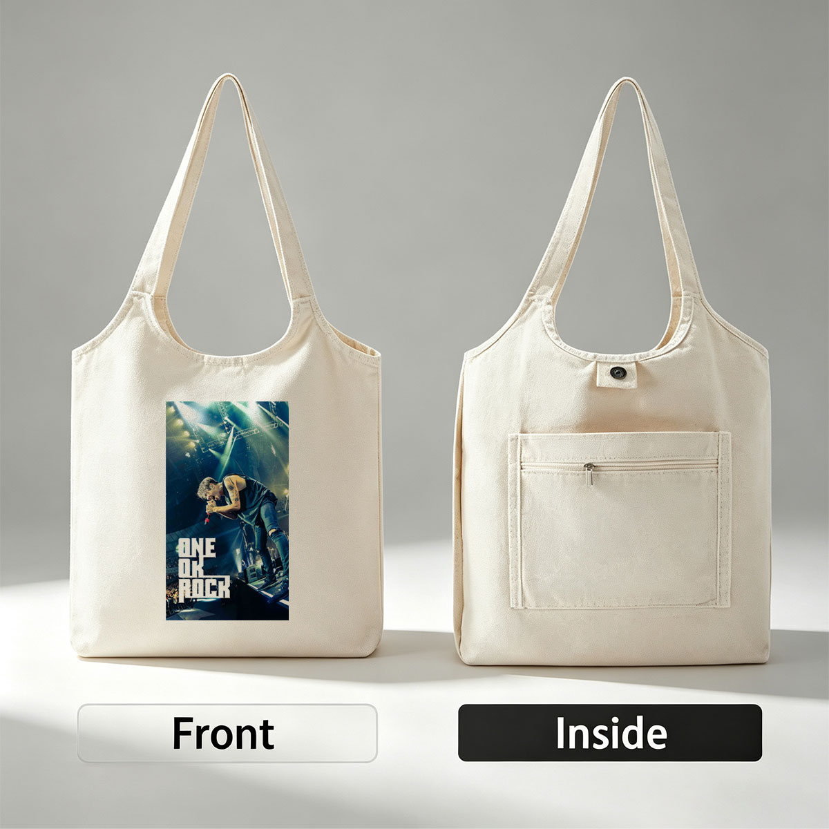 ONE OK ROCK Live Performance on Stage with Dynamic Lighting and Energetic Crowd - Canvas shoulder bags/