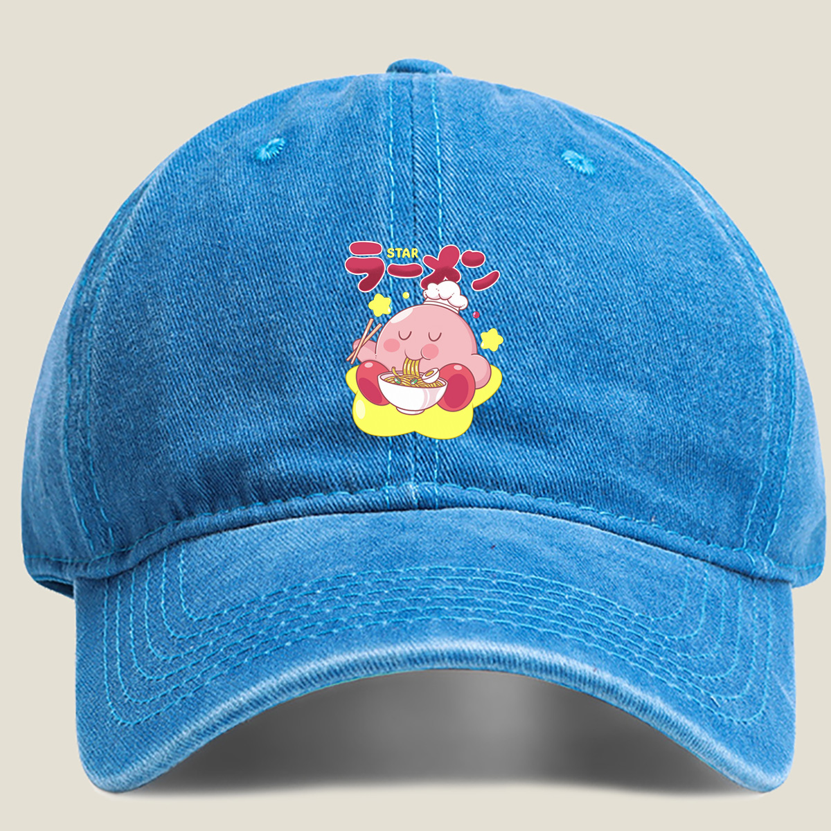 Kirby Star Ramen - Washed Denim - Baseball Cap