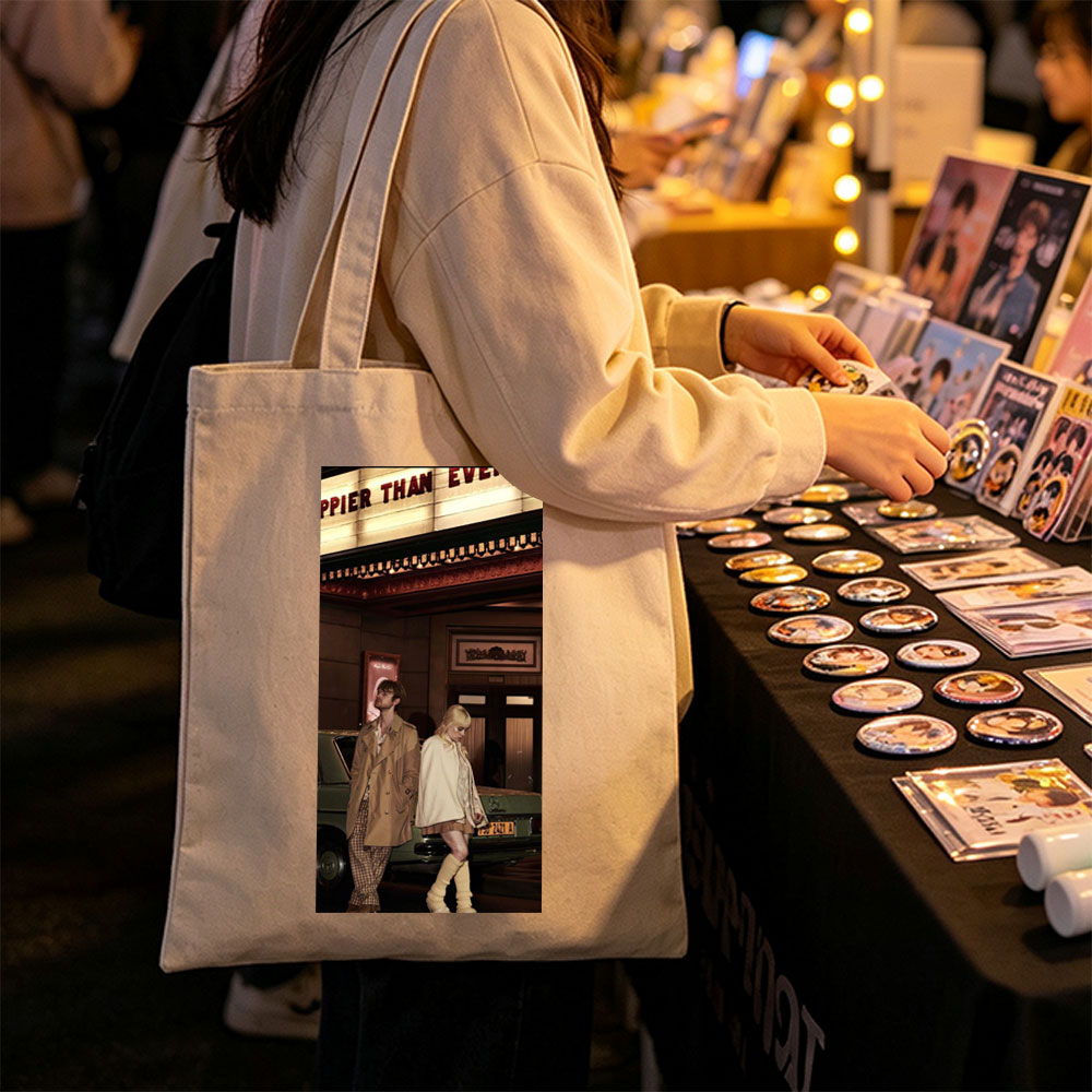 Marilyn Manson and Courtney Love in a Vintage Theater Scene with Retro Fashion and Classic Car - Canvas tote bags