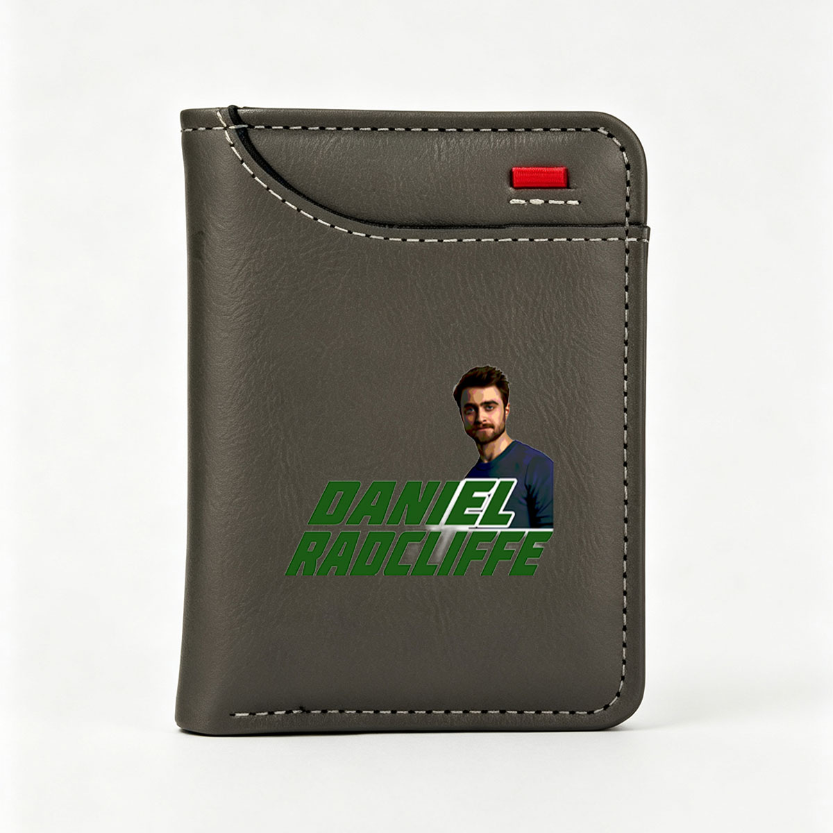 Daniel Radcliffe Portrait with Bold Green Text Overlay - Vertical Style Wallet