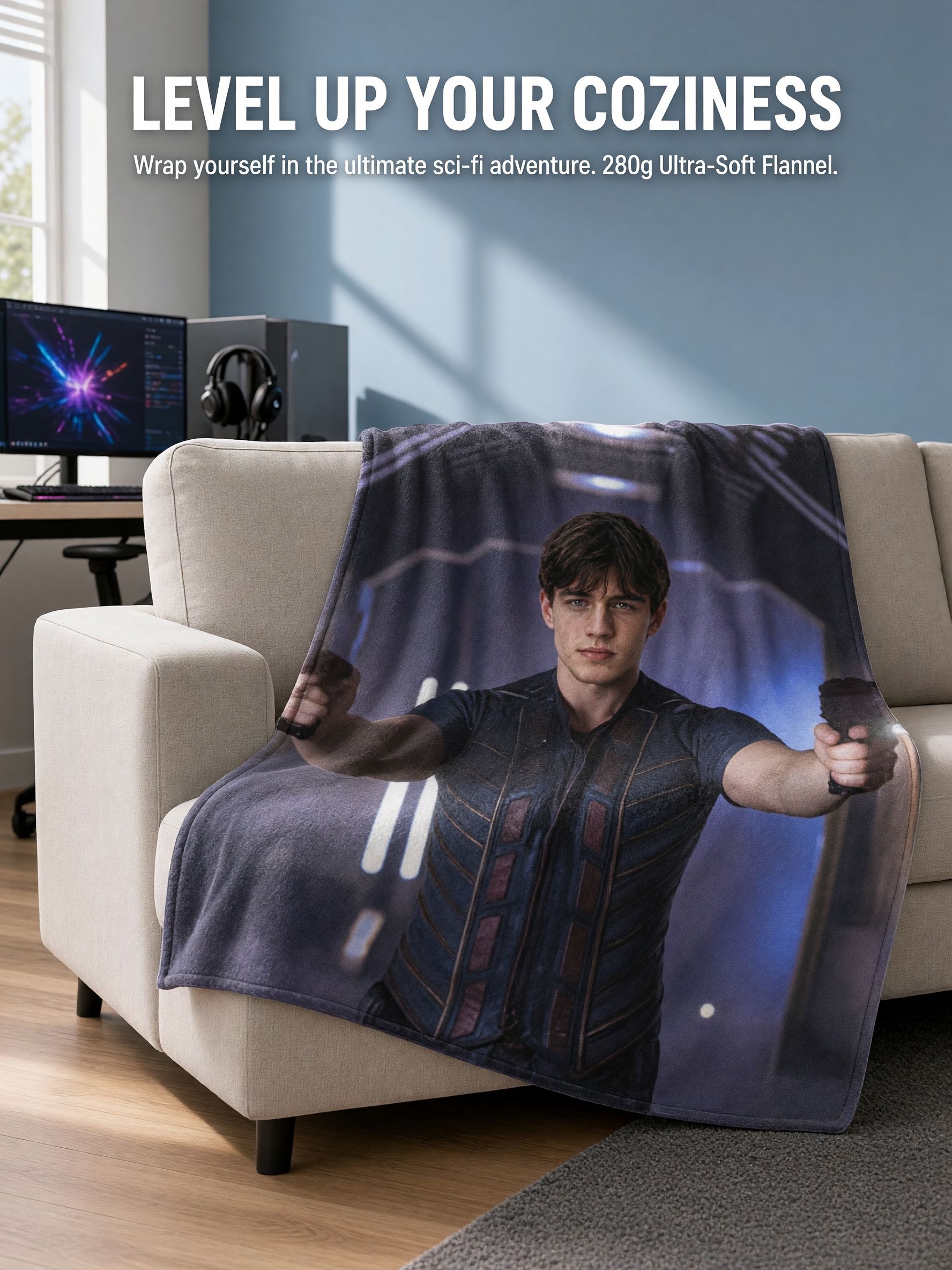 Custom Photo Face Flannel Blanket Personalized Picture Throw for Bed Couch, Ultra Soft Cozy Keepsake Gift for Family