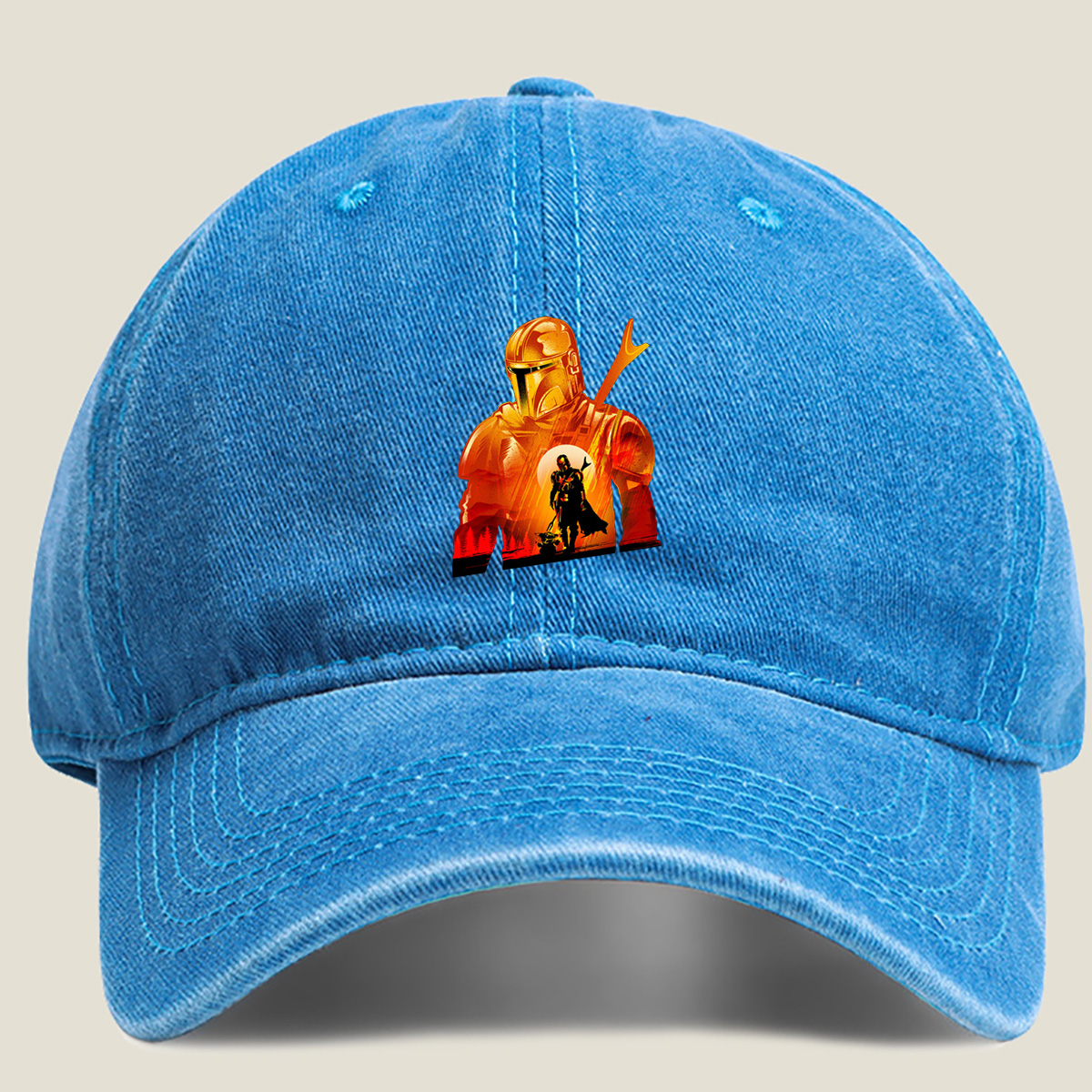 The Mandalorian and the Child in a Fiery Encounter - Hat
