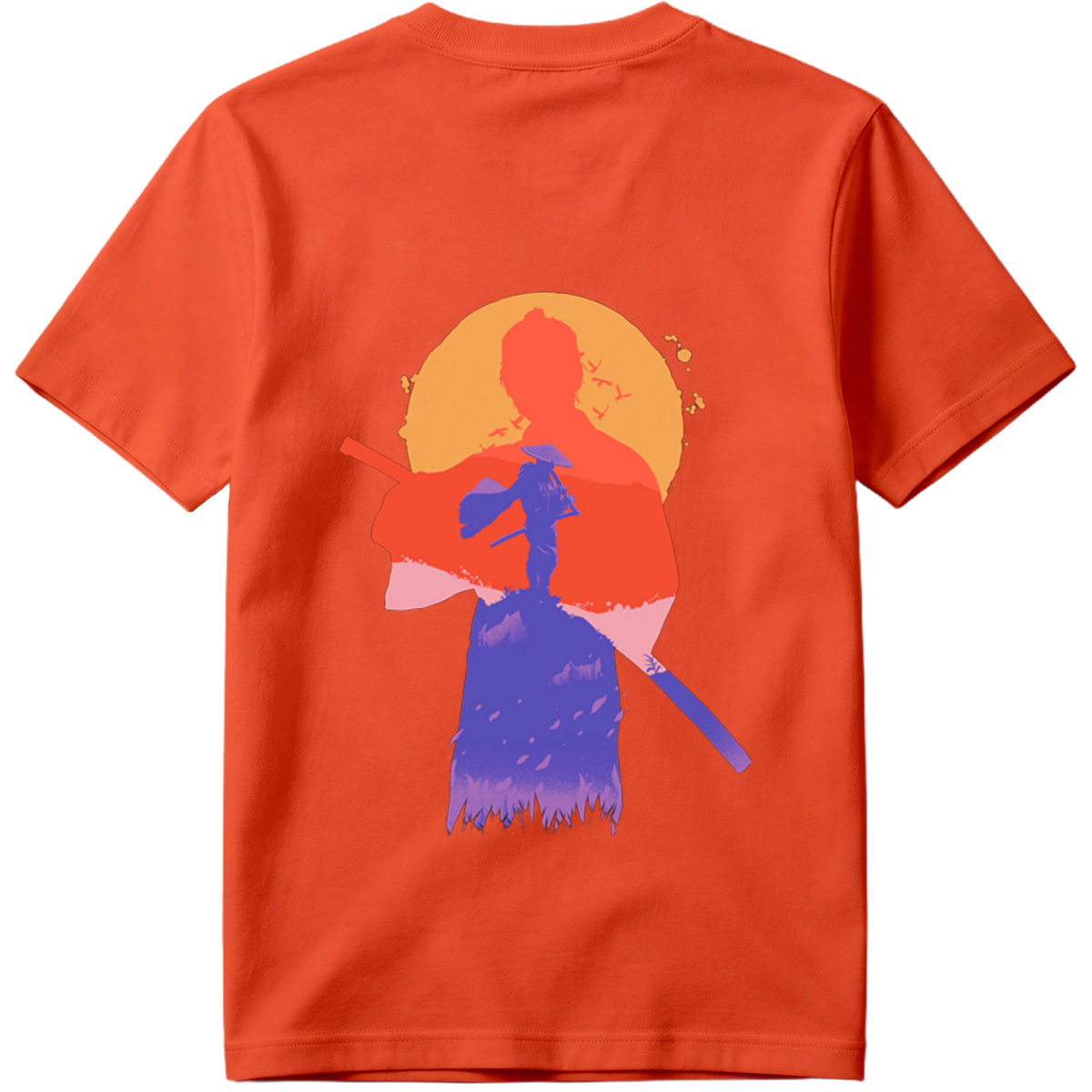 Samurai Silhouette at Sunset - Tee