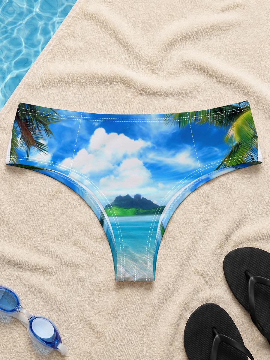 Tropical Beach with Crystal Clear Water and Lush Greenery -  Men's swim trunks