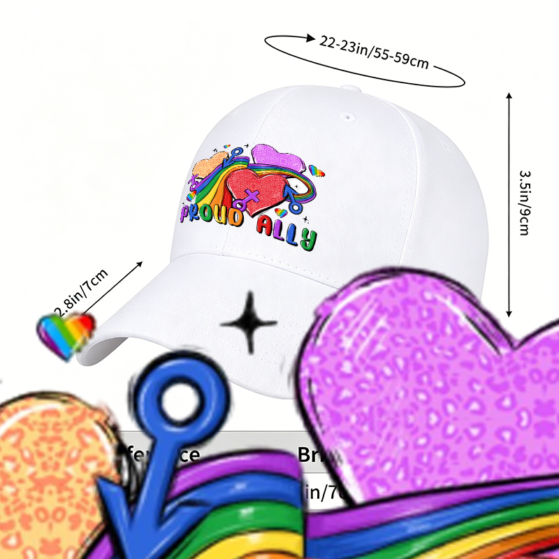 Unisex Classic Baseball Cap with Pride Rainbow Hearts and 