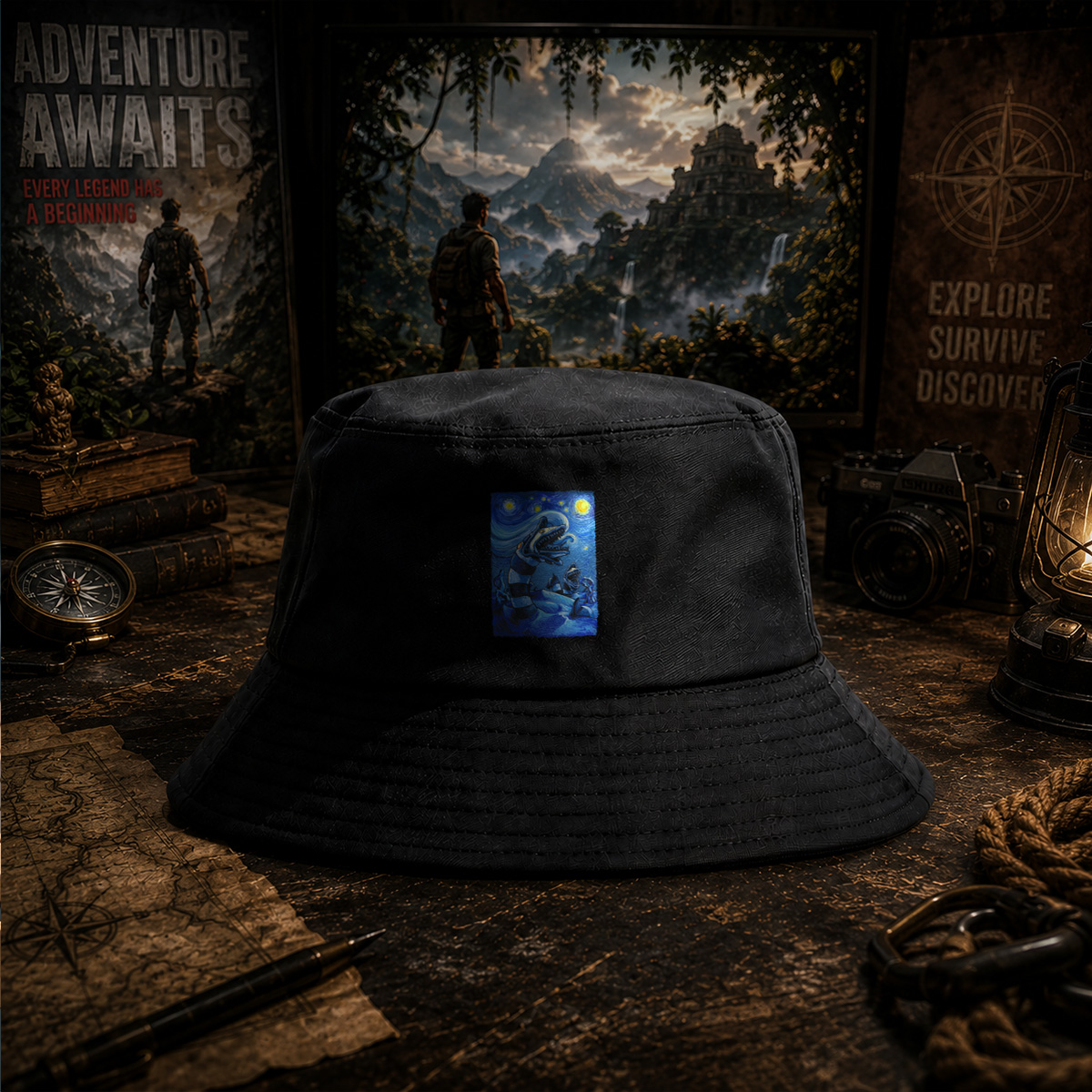 Starry Night with Sea Monsters - Fisherman's Hat