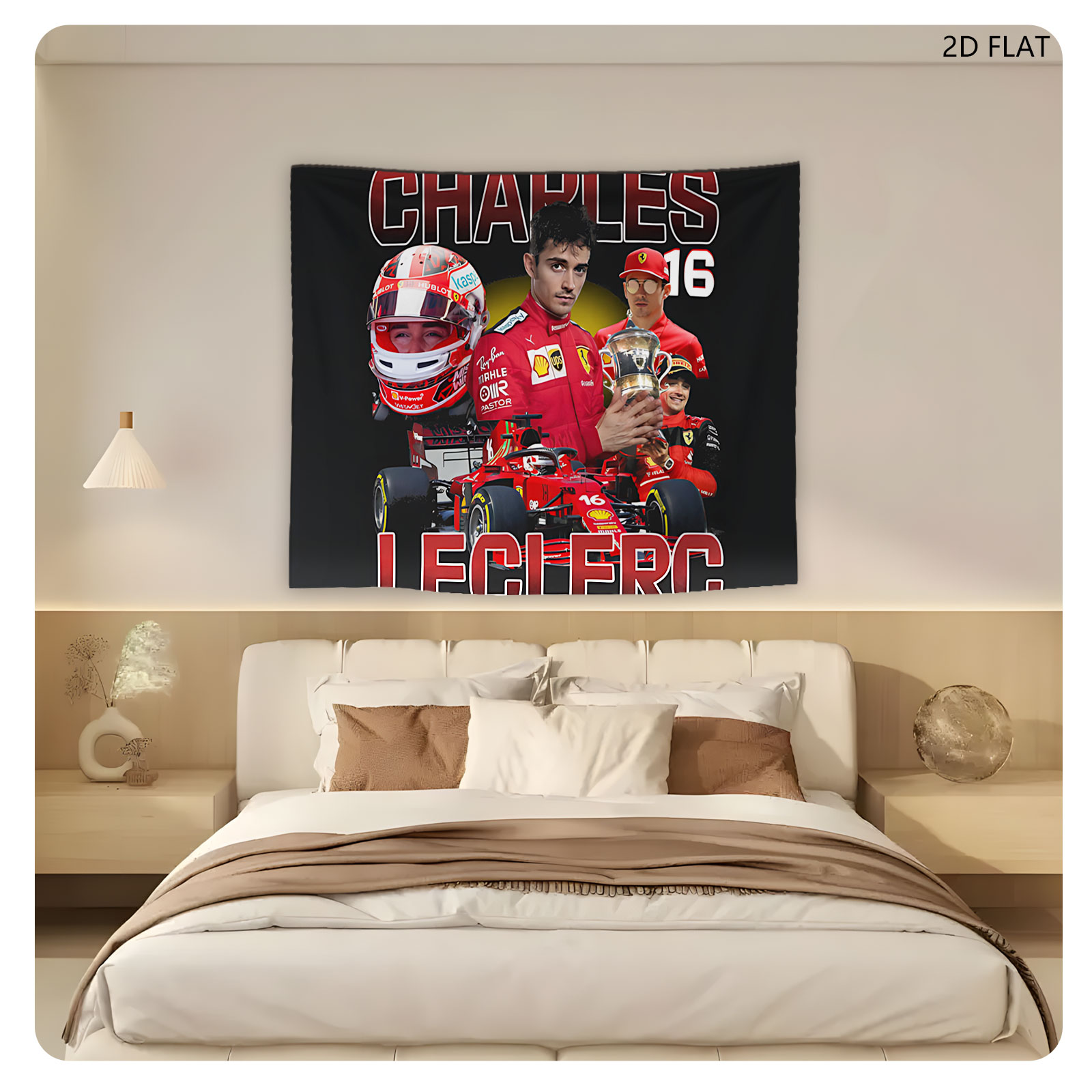 Charles Leclerc Ferrari F1 Driver 16 Trophy Celebration - Tapestry