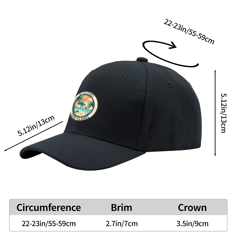 1pc New Baseball Cap with Aitutaki Cook Islands Tropical Beach Print Adjustable Unisex Hat for Outdoor Travel Vacation Sun Protection Adults Casual Wear