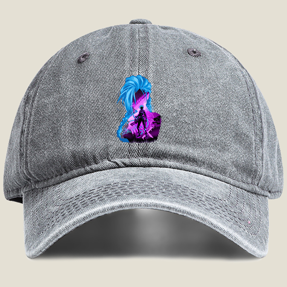 Jinx from League of Legends - Washed Denim - Baseball Cap