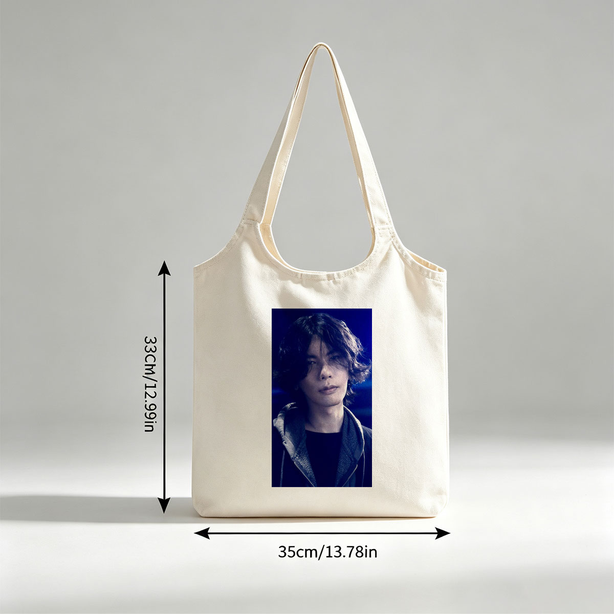 Yosuke Nagai in a dramatic scene with intense blue lighting and a stylish jacket - Canvas shoulder bags/