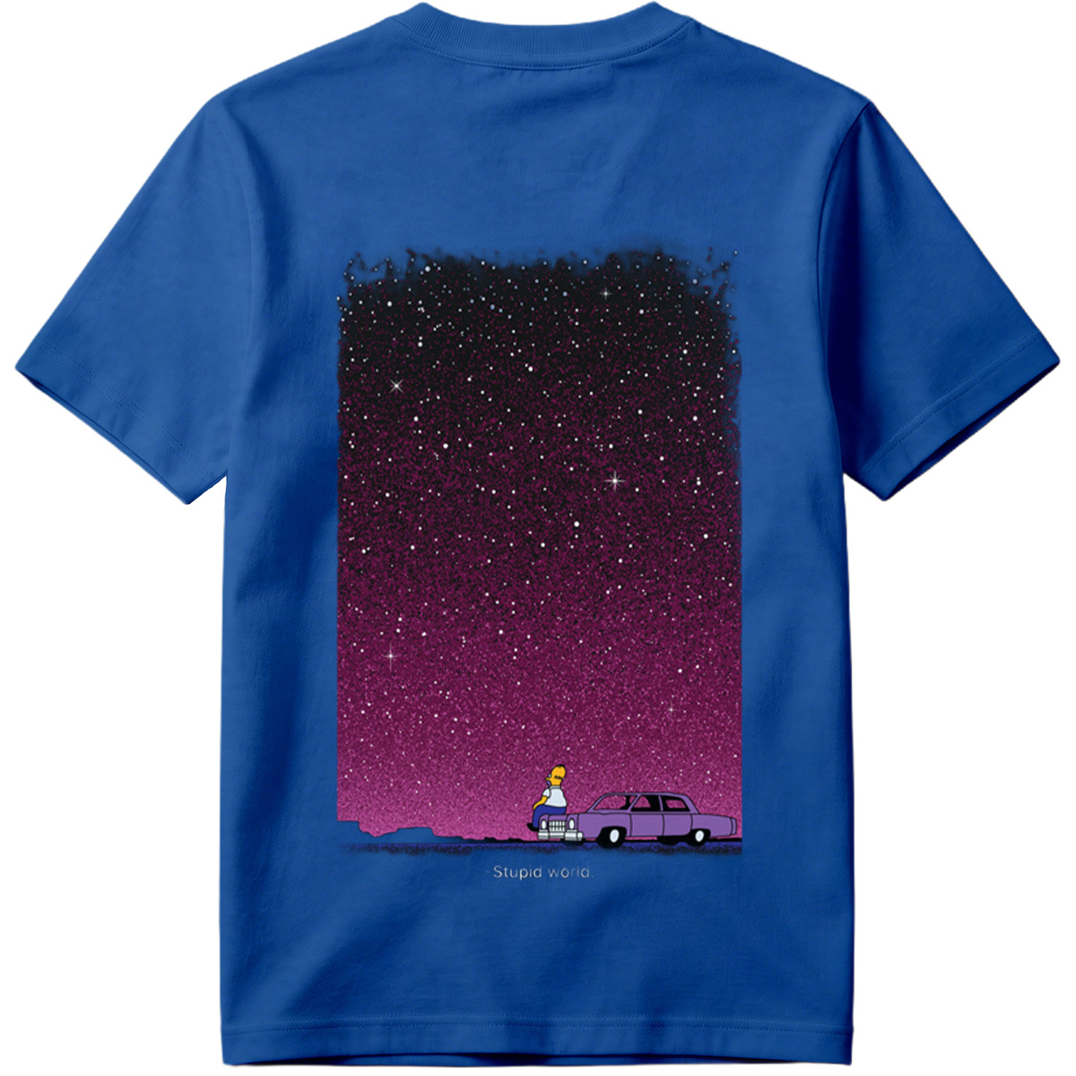 Homer Simpson Stares at the Stars in a Purple Sky - Tee