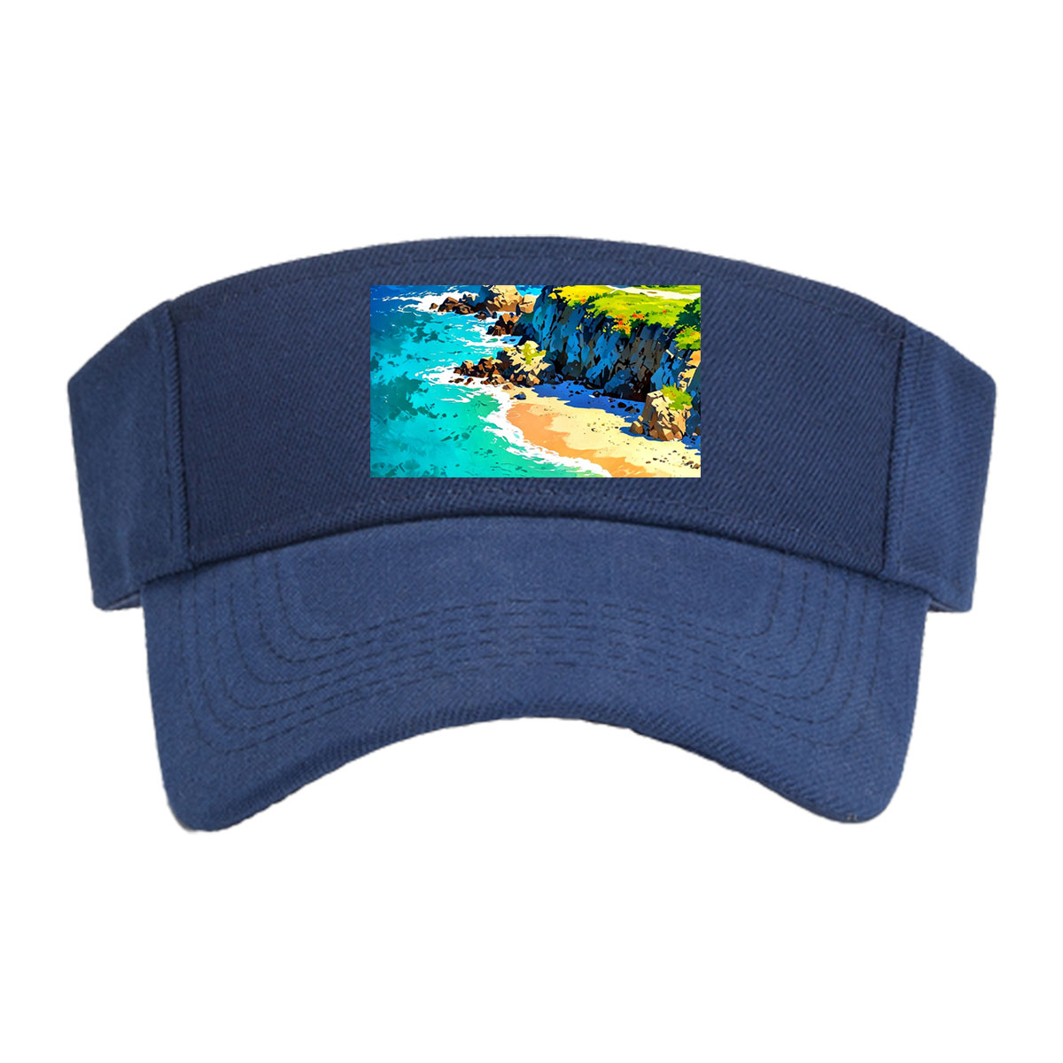 Coastal Lighthouse and Turquoise Bay with Boats -  Visor cap