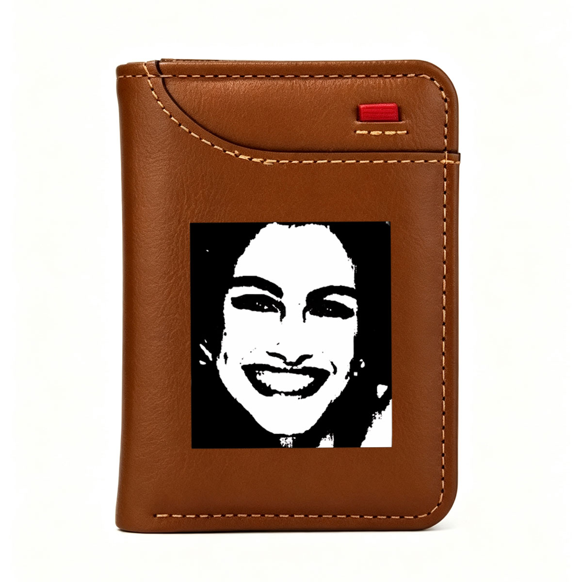 Smiling Woman Portrait in Black and White - Vertical Style Wallet