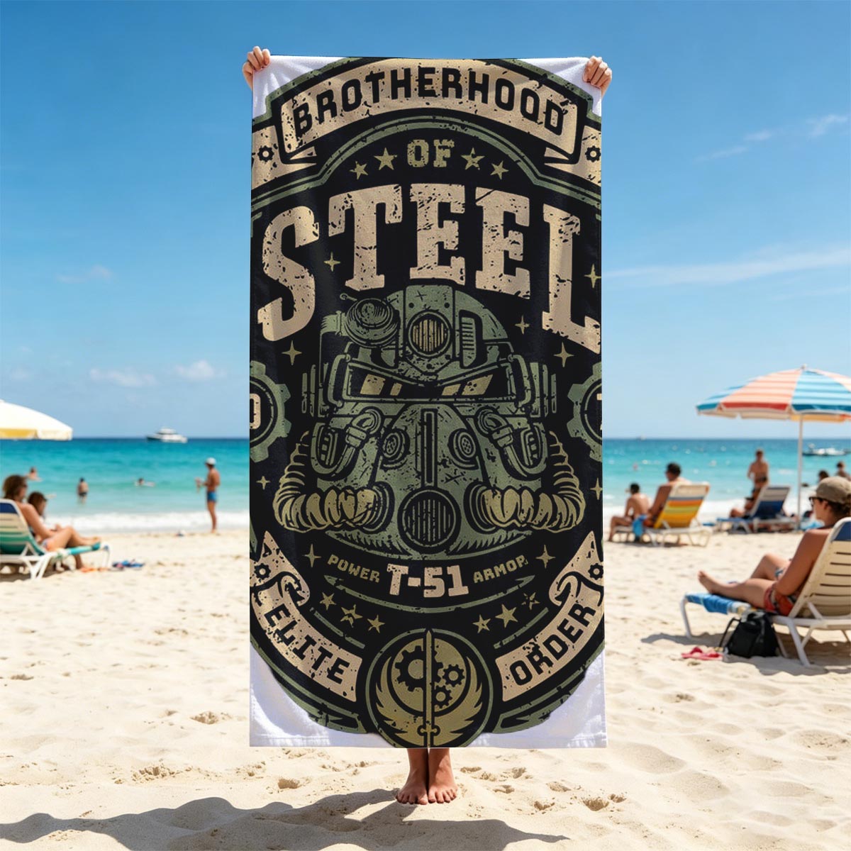 Brotherhood of Steel: T-51 Power Armor Elite Order 2077 - Beach towels
