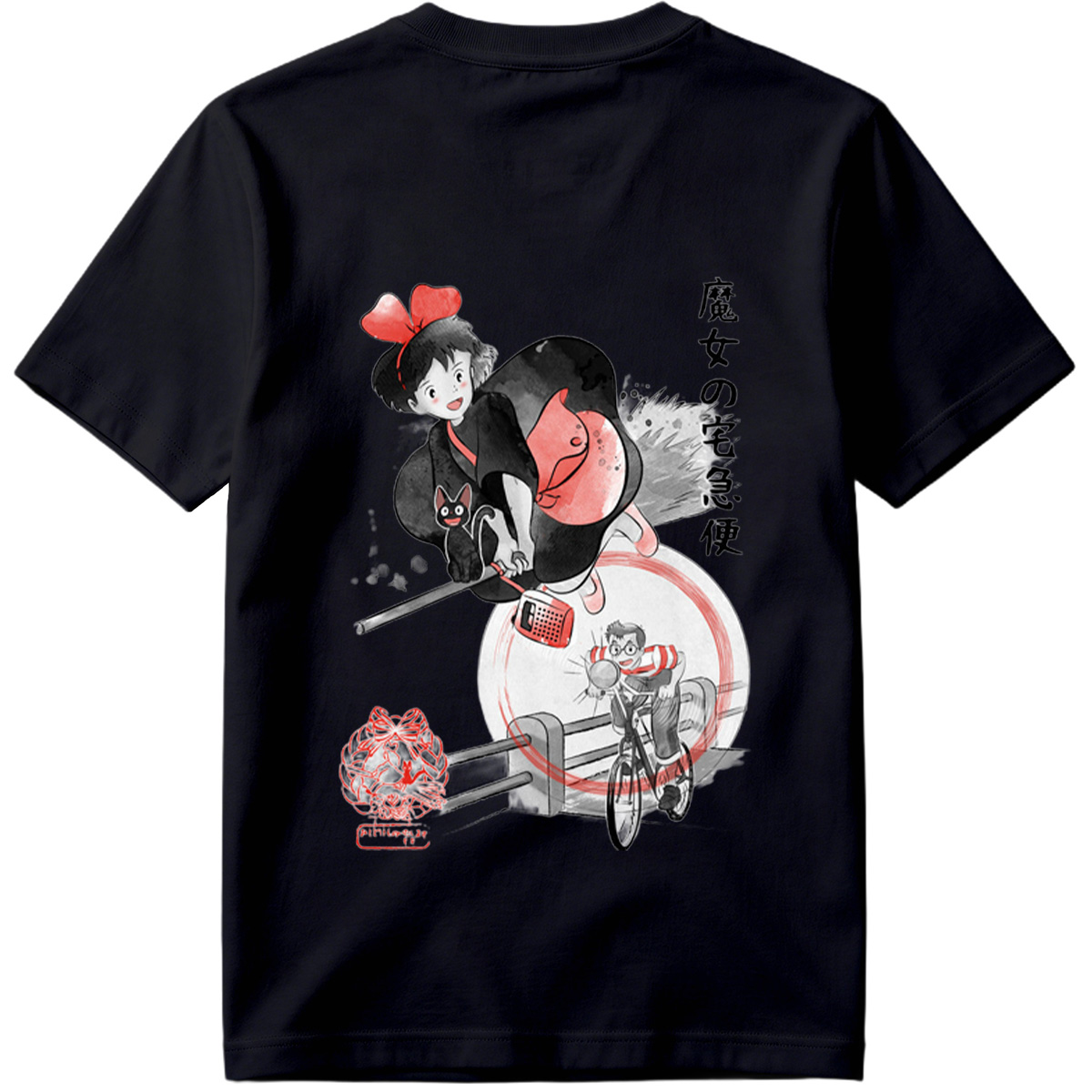 Kiki's Delivery Service: Kiki and Jiji on Broomstick with Delivery Man - Tee