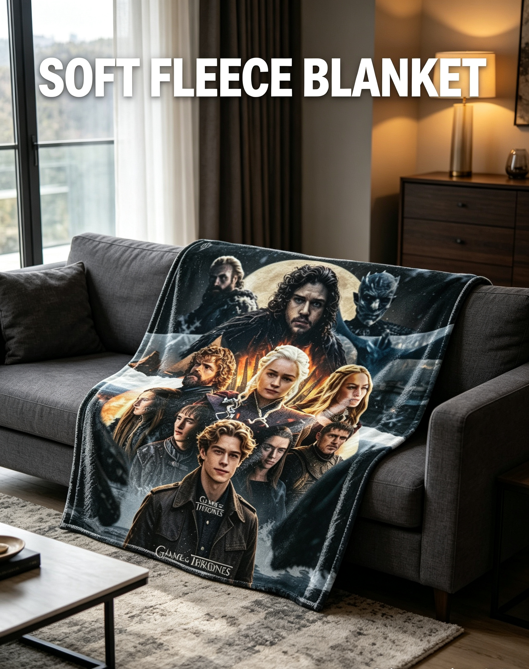 Custom Face Blanket Game of Thrones Flannel Blanket for Couch, Bed, or Travel Perfect Gift for Fans and Collectors