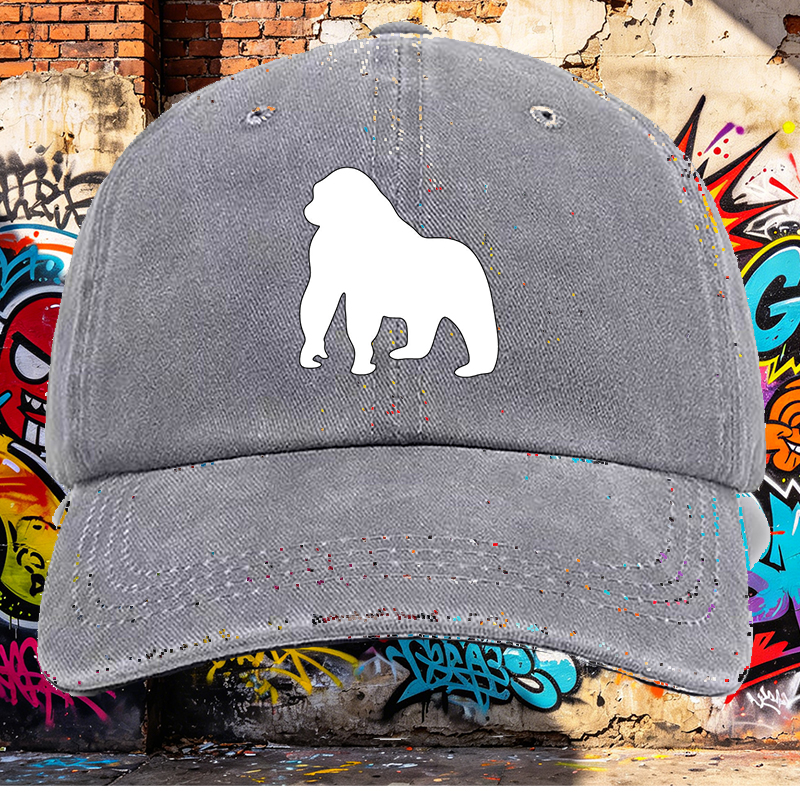 Men's Printed Washed Cap with Lion Silhouette Design - Casual Round Brim Summer Lightweight Hat for Outdoor Activities, Travel, and Daily Wear - Ideal for Men Who Love Animal Motifs and Streetwear Style