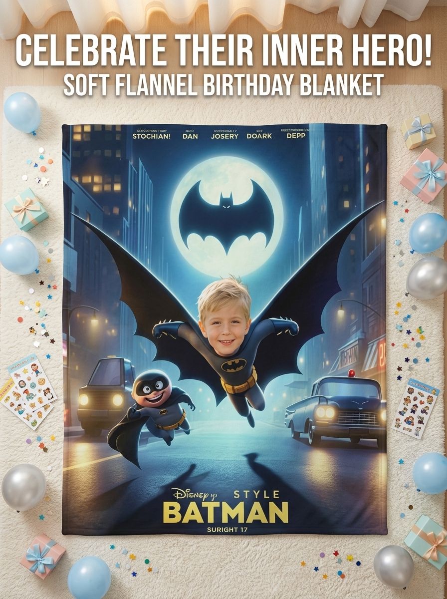 Custom Face Photo Flannel Blanket Personalized Superhero Throw Ultra Soft Anti-Pilling Cozy Bedding Gift for Kids