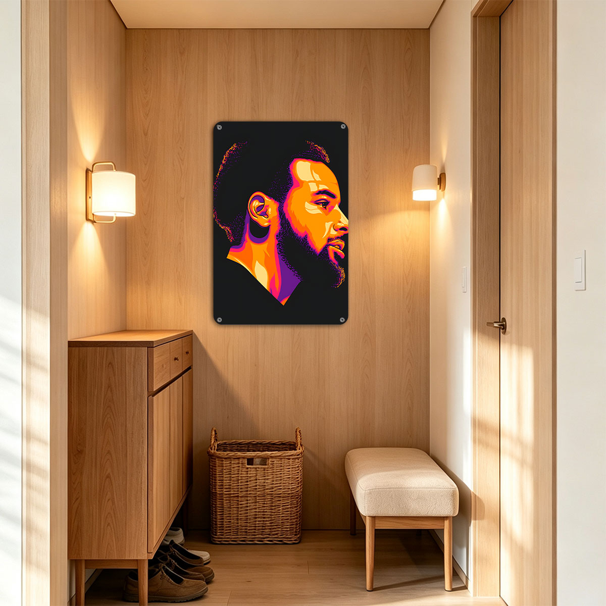 Vibrant Portrait of a Man in Profile with Bold Colors - painting