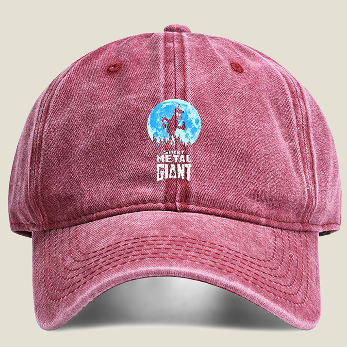 Shiny Metal Giant: The Robot in the Moonlight - Washed Denim - Baseball Cap