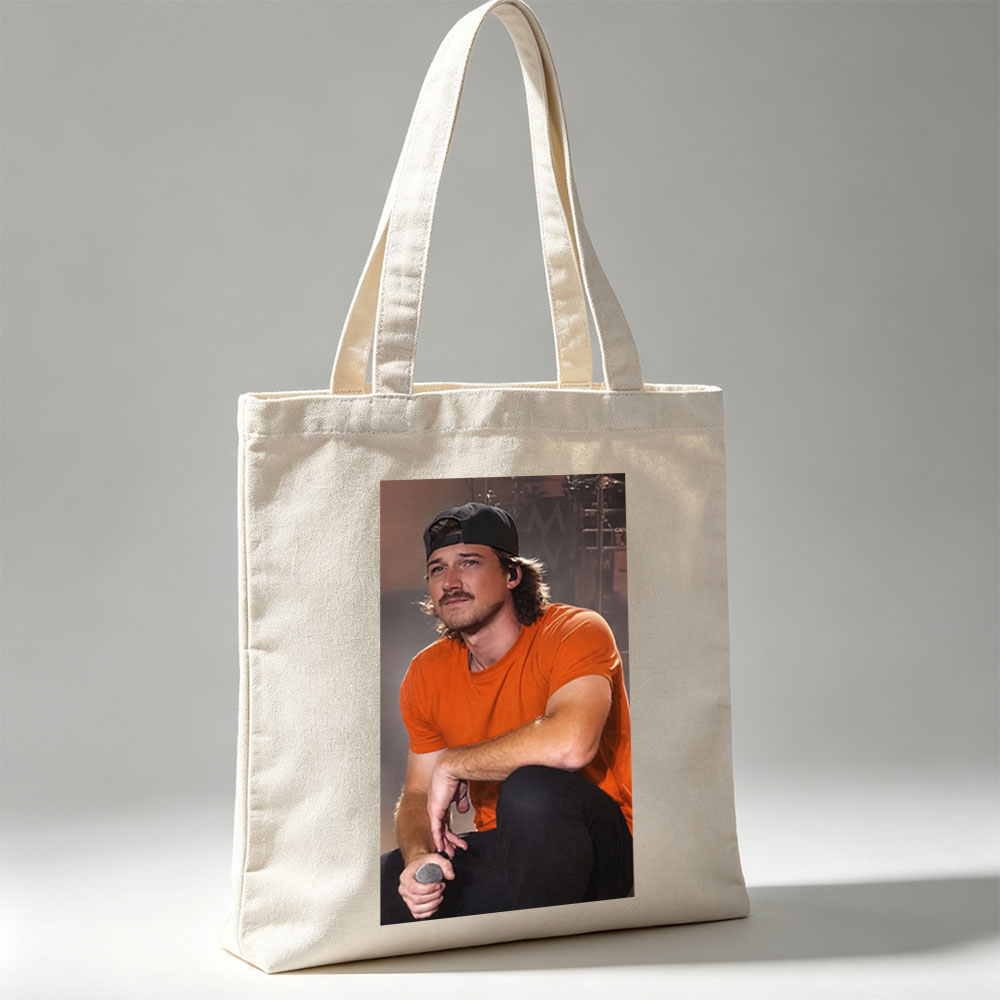 Morgan Wallen Live Performance Holding Microphone on Stage - Canvas tote bags