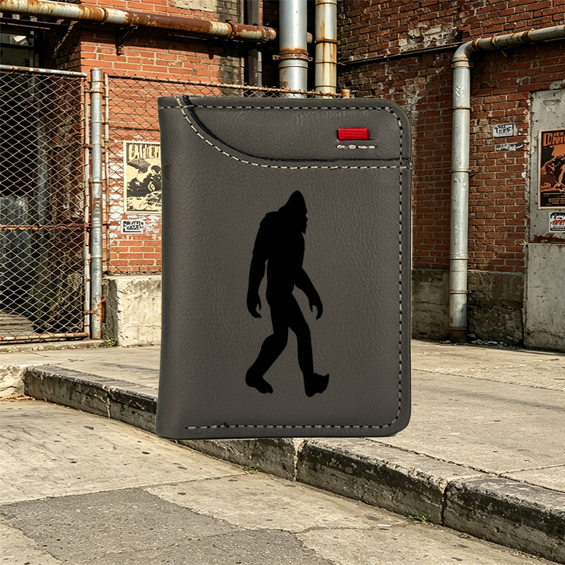 Unisex Vertical Wallet with Bigfoot Silhouette Print - Compact RFID Blocking Money Clip for Outdoor Adventures, Hiking, and Everyday Use - Ideal for Nature Lovers, Travelers, and Adventure Enthusiasts
