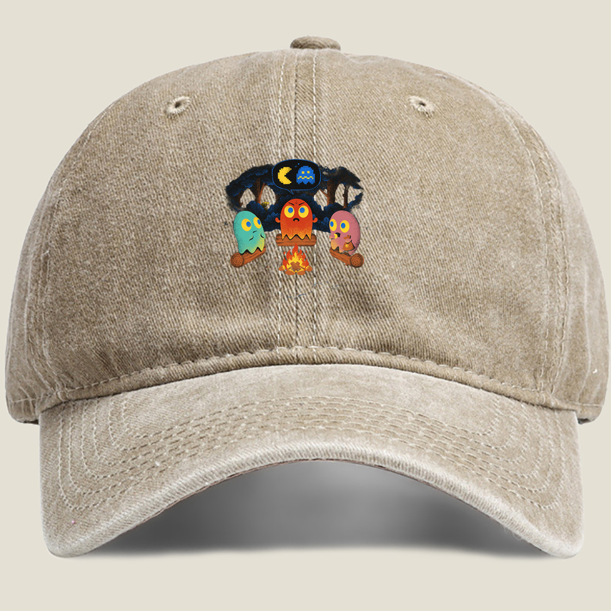 Pac-Man Ghosts Campfire Story - Washed Denim - Baseball Cap