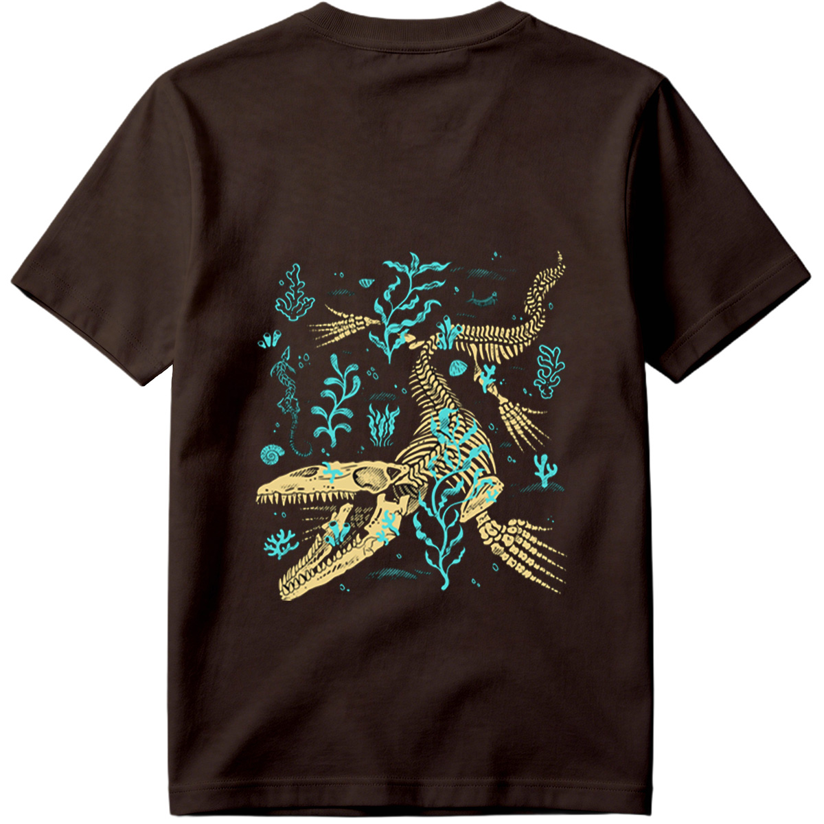 Mosasaurus Skeleton in Ocean Depths - Tee