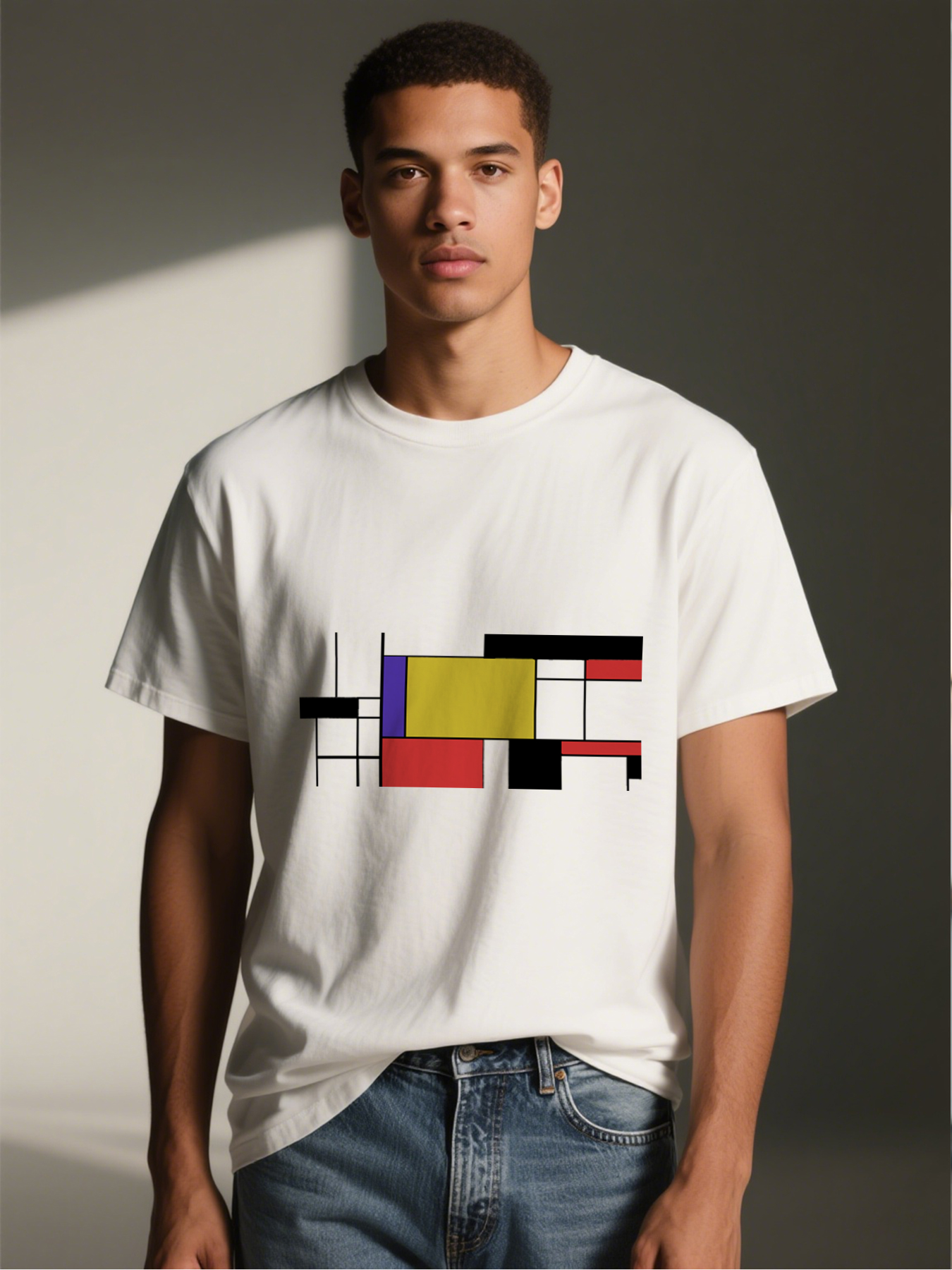 Men's Printed T-Shirt Geometric Abstract Pattern Color Block Design Casual Round Neck Summer Lightweight Breathable Short Sleeve Tee for Daily Wear Outdoor Activities Urban Style Adults
