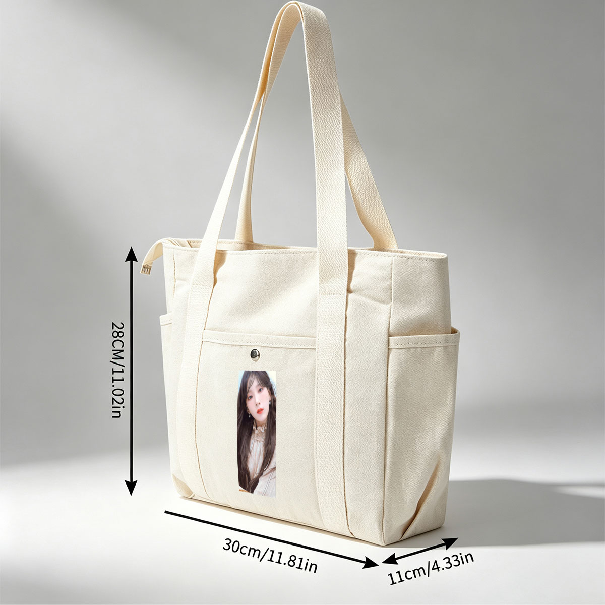 Taeyeon in a Soft Portrait with Long Hair and Delicate Earrings - Multi-pocket bags