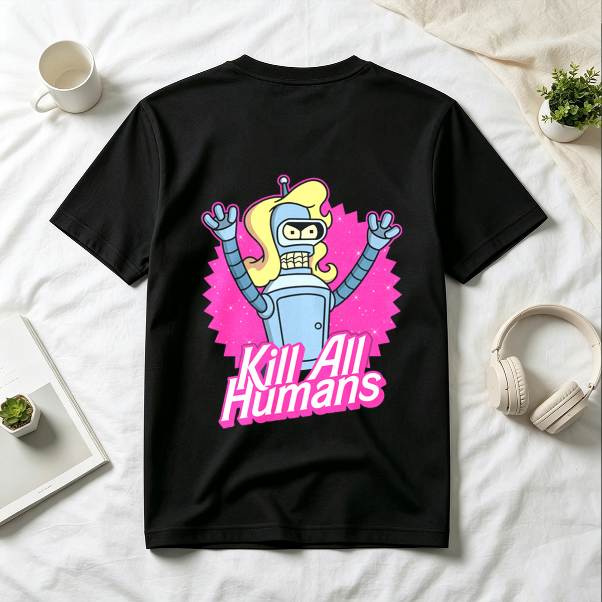 Futurama Bender Kill All Humans - Tee