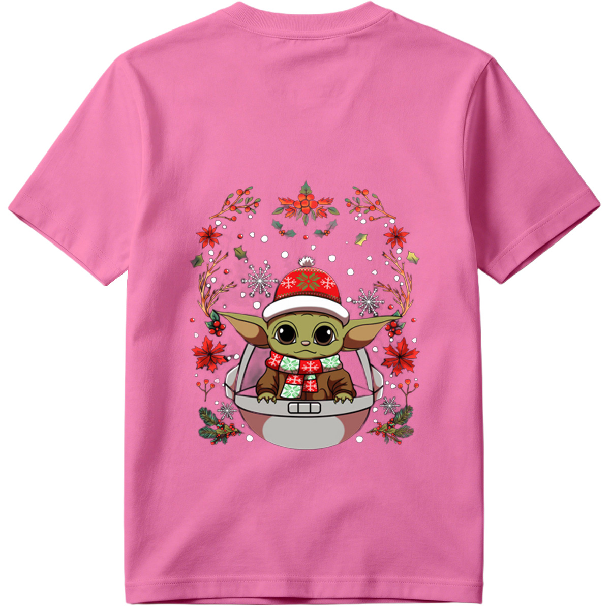 Baby Yoda in Christmas Hat and Scarf - Tee
